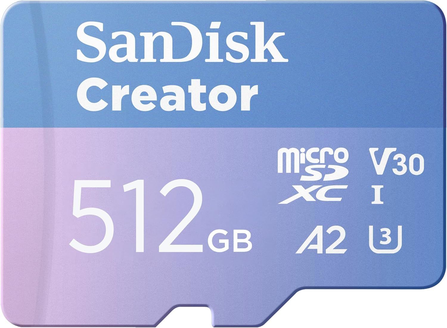 SanDisk Creator 512GB 190/130MB/s microSDXC UHS-I A2 V30 Adaptörlü Hafıza Kartı SDSQXAV-512G-IN6MS