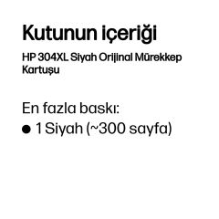HP N9K08AE (304XL) SİYAH MUREKKEP KARTUSU