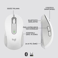 Logitech Signature M650 L Büyük Boy Kablosuz Beyaz Mouse 910-006238