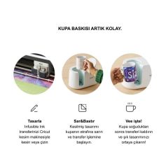 Cricut Joy Kesme Makinesi ve Kupa Presi ile Kupalarını Kendin Tasarla Paketi (Makine + Kupa Presi + Transfer Kağıdı +  Isıya Dayanıklı Bant + Alet Seti + Mat)