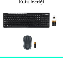 Logitech MK270 Kablosuz USB Alıcılı Türkçe Q Klavye Mouse Seti - Siyah 920-004525