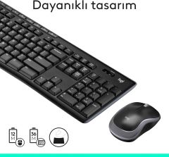 Logitech MK270 Kablosuz USB Alıcılı Türkçe Q Klavye Mouse Seti - Siyah 920-004525