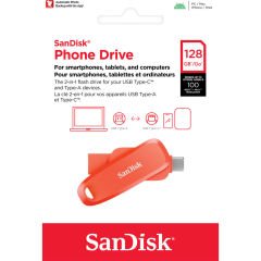SanDisk Phone Drive 128GB SDDDC6-128G-G46NO USB & Type-C Flash Bellek Nasturium Orange
