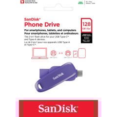 SanDisk Phone Drive 128GB SDDDC6-128G-G46PO USB & Type-C Flash Bellek Purple Opulence