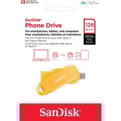 SanDisk Phone Drive 128GB SDDDC6-128G-G46YD USB & Type-C Flash Bellek Yellow Daffodil