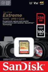 SanDisk Extreme 256GB 180MB/s SD UHS-I 4K UHD Hafıza Kartı SDSDXVV-256G-GNCIN