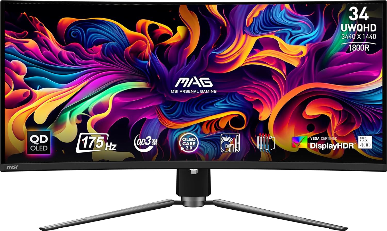 MSI MAG 341CQP QD-OLED 34.18'' UWQHD CURVE QD-OLED 175HZ 0.03MS ADAPTIVE-SYNC GAMING MONITOR