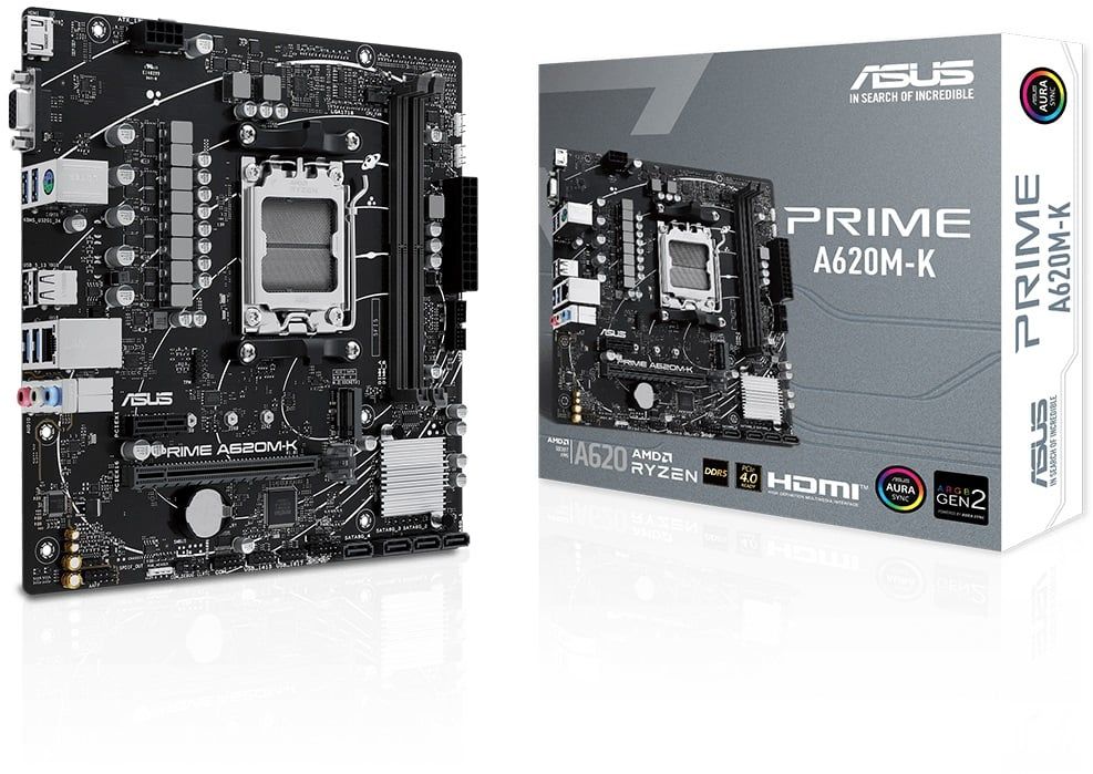 Asus PRIME A620M-K 6400mhz(OC) RGB M.2 AM5 mATX DDR5 Anakart 90MB1F40-M0EAY0