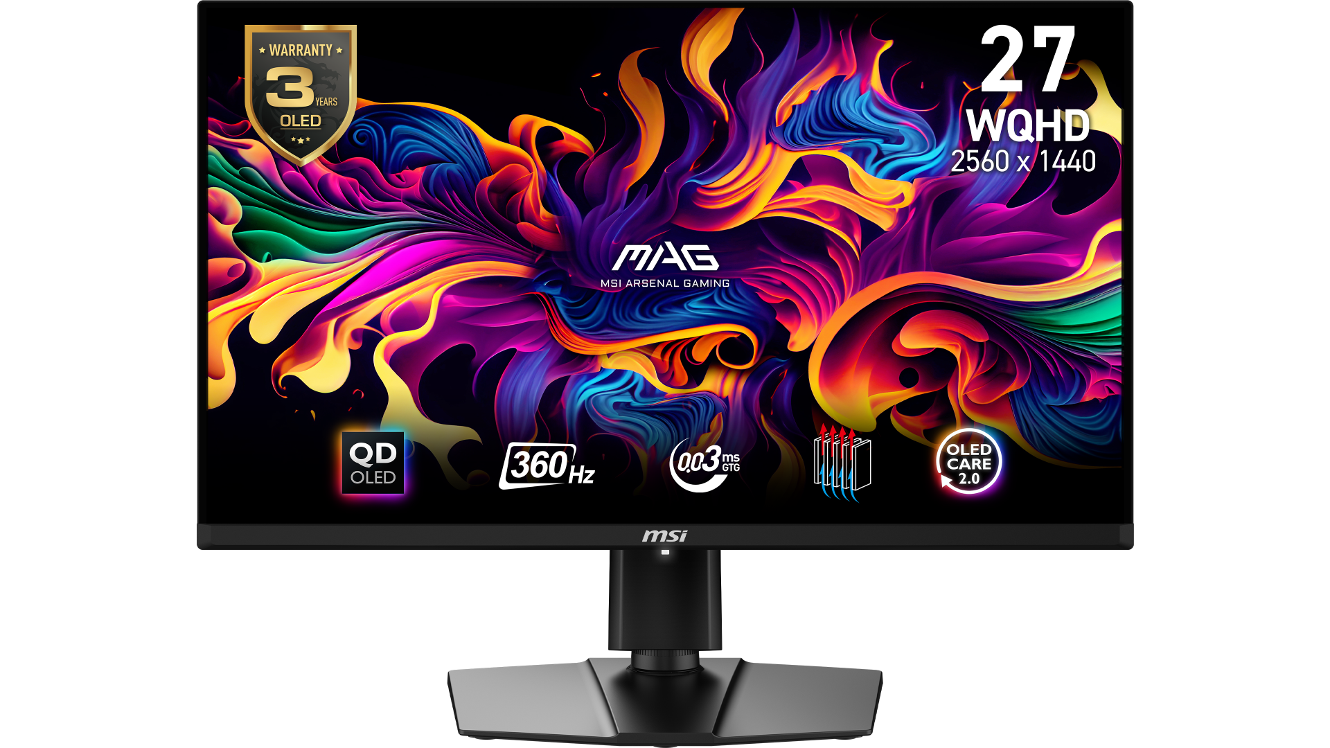 MSI MAG 271QPX QD-OLED 26.5” WQHD FLAT QD-OLED 360HZ 0.03MS GTG FREESYNC PIVOT GAMING MONİTÖR