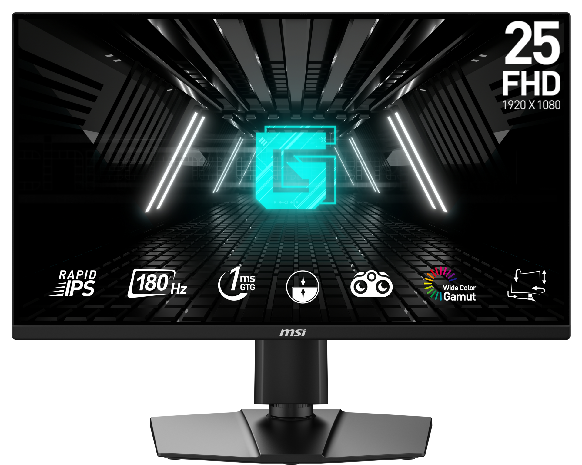 MSI G255PF E2 24.5'' FHD FLAT RAPID IPS 180HZ 1MS ADAPTIVE-SYNC PIVOT GAMING MONİTÖR