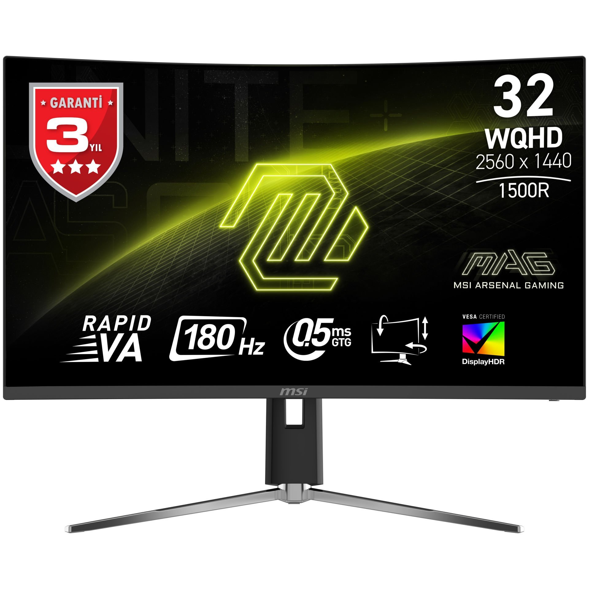 MSI MAG 32CQ6PF WQHD CURVE RAPID VA 180Hz 0.5MS ADAPTIVE-SYNC GAMING MONİTÖR