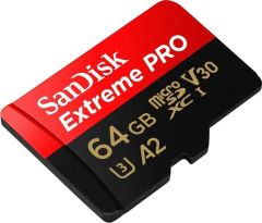 SanDisk Extreme Pro 64GB 200/90MB/s microSDXC UHS-I A2 V30 Adaptörlü Hafıza Kartı SDSQXCU-064G-GN6MA