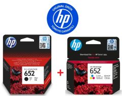 HP 652 Siyah F6V25AE + HP 652 Renkli F6V24AE Orijinal Kartuş Seti