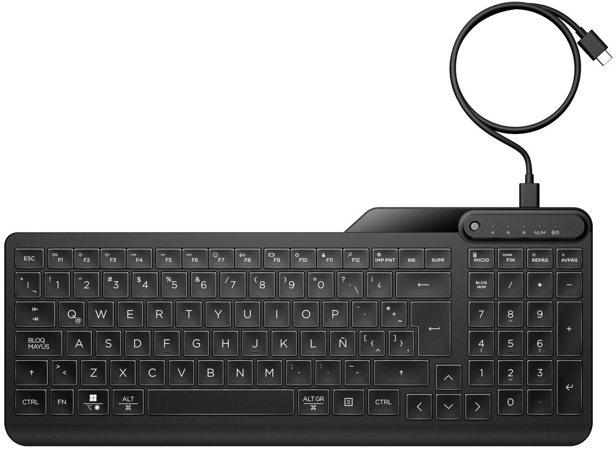 HP 405 Çoklu Cihaz Arka Aydınlatmalı Kablolu Type-C Klavye Siyah 7N7C1AA