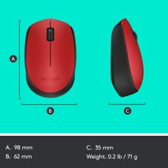 LOGİTECH M171 KABLOSUZ MOUSE-KIRMIZI 910-004641