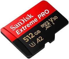SanDisk Extreme Pro 512GB 200/140MB/s microSDXC UHS-I A2 V30 Adaptörlü Hafıza Kartı SDSQXCD-512G-GN6MA