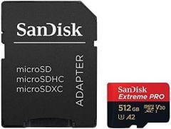 SanDisk Extreme Pro 512GB 200/140MB/s microSDXC UHS-I A2 V30 Adaptörlü Hafıza Kartı SDSQXCD-512G-GN6MA
