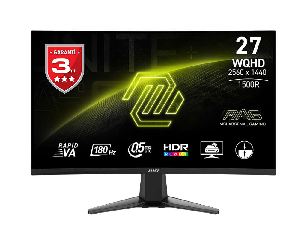 MSI MAG 27CQ6F 27'' WQHD CURVE RAPID VA 180HZ 0.5MS GTG FREESYNC GAMING MONITOR