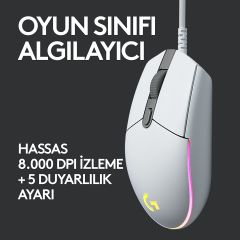 Logitech G102 Lightsync RGB Kablolu Oyuncu Mouse Beyaz 910-005824