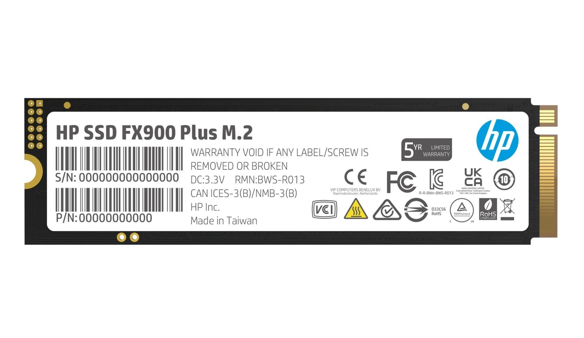 HP FX900 Plus 1TB 7100MB-6300MB/s M.2 2280 PCIe Gen4x4 NVMe 1.4 Gaming SSD 7F617AA