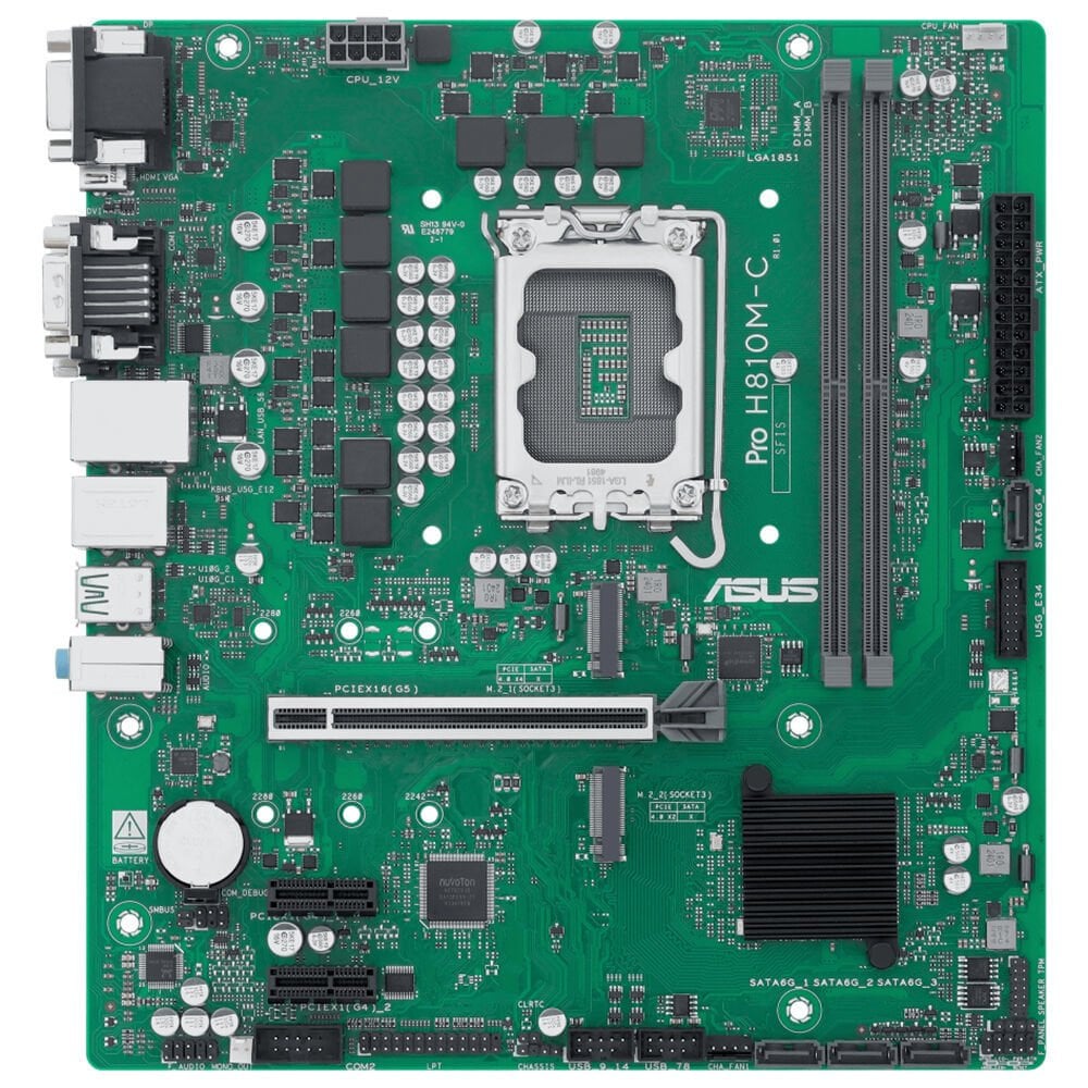 Asus PRO H810M-C CSM LGA1851 H810 DDR5 6400 DP + HDMI + VGA + DVI 2xM.2 USB3.2 COM mATX 90MB1KHP-M0EAYC