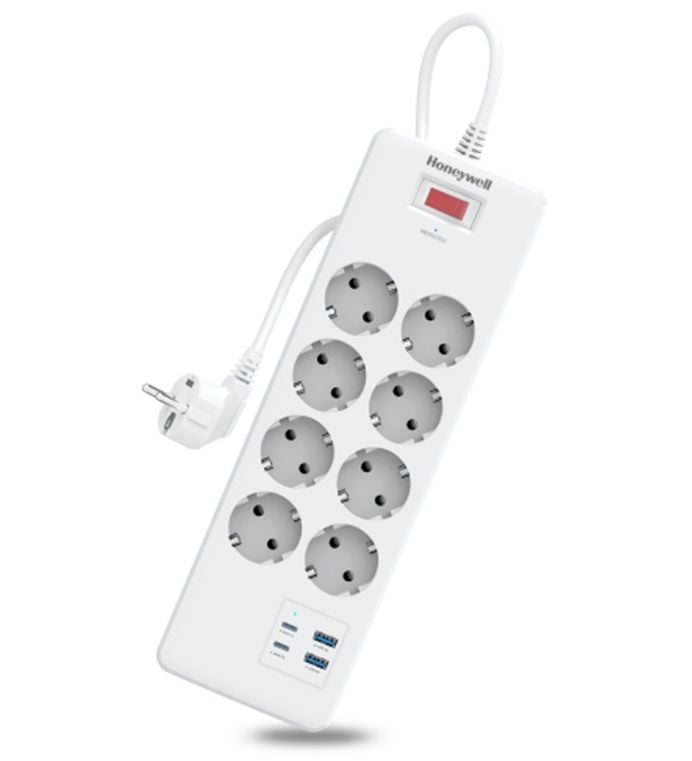 Honeywell Akım Korumalı Priz 8li 2xType-C 2xUSB-A HC000052