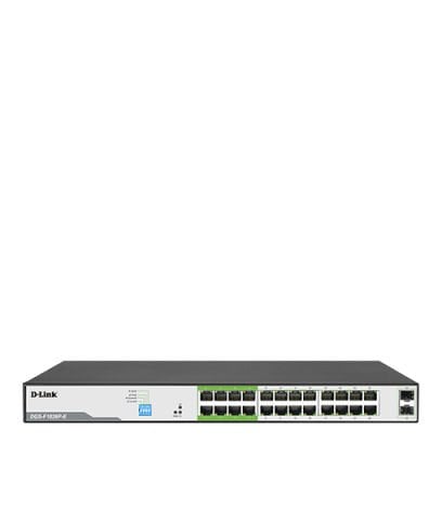 D-LINK DGS-F1026P-E 26-port 10/100/1000Base-T Unmanaged Long Range 250m PoE+ Surveillance Switch with 24 PoE ports & 2 Gigabit SFP ports, 250W PoE Power budget,  (802.3af/802.3at support)  (UK/EU Plug)