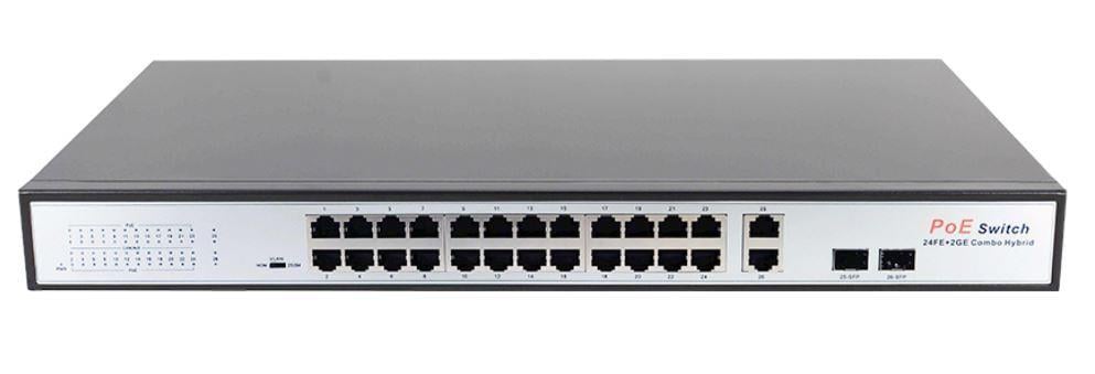 URANIUM POE-2421SFP-300W 24 PORT 10/100+2X GIGABIT UPLINK +1XSFP 250 METRE POE RACKMOUNT SWITCH (REALTEK CHIPSET)