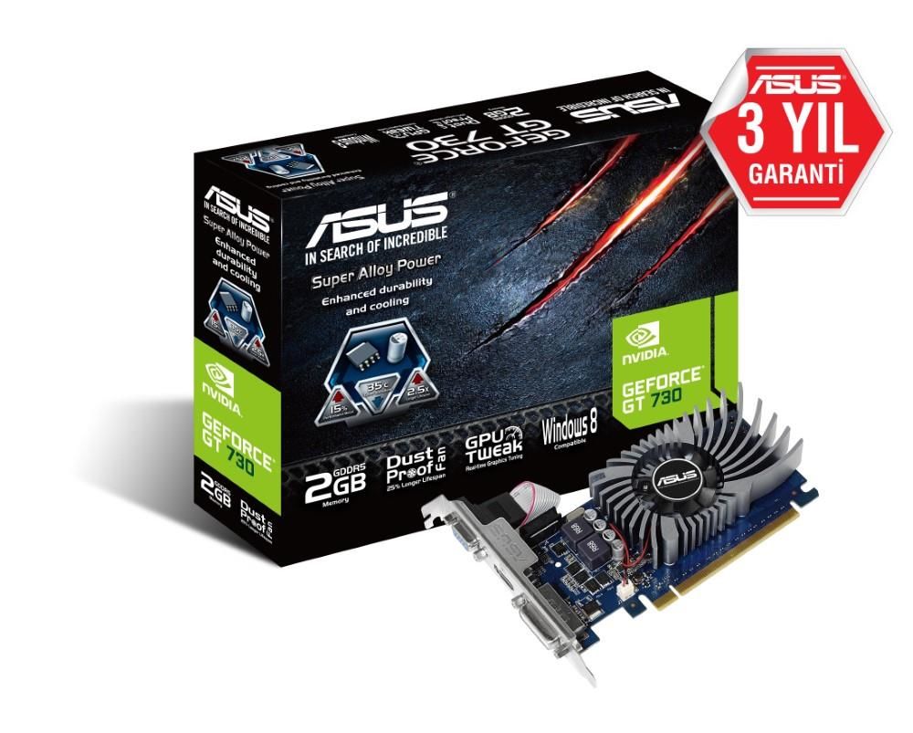 ASUS GEFORCE GT730-SL-2GD5-BRK 2GB DDR5 64BIT 1XVGA 1XHDMI 1XDVI EKRAN KARTI