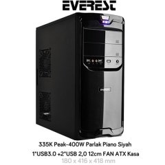 Everest 335K Peak-400W Mid Tower Siyah Kasa