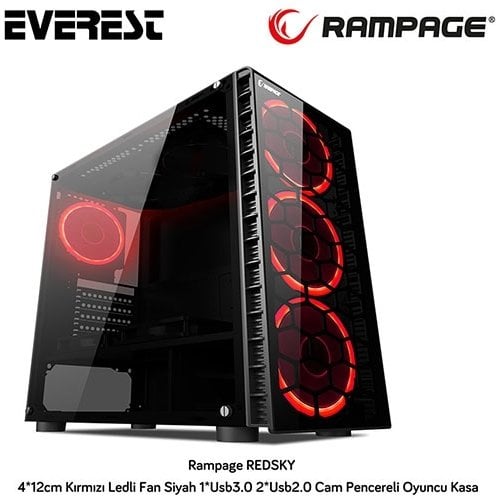 Rampage Redsky Mid Tower Kasa Siyah PSU YOK