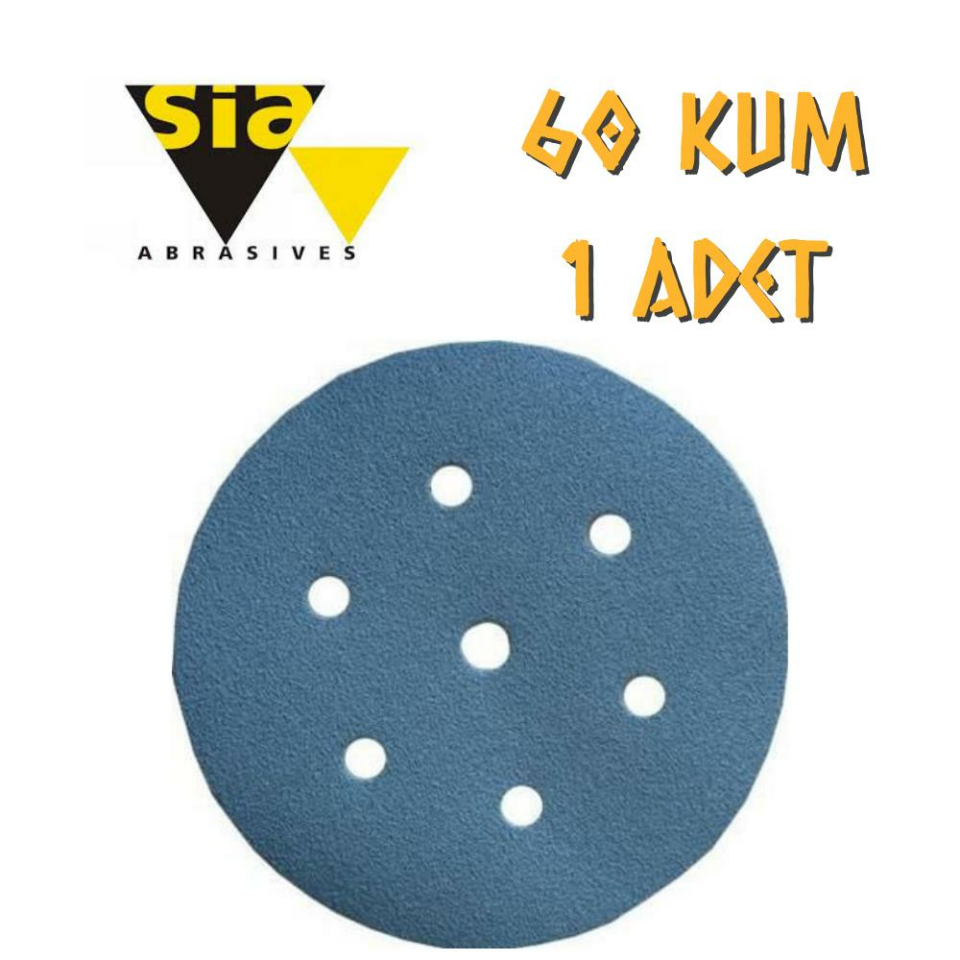 Sia 1949 Hookit 7 Delikli Cırt Zımpara 150 mm - P60 Kum - 1 Adet