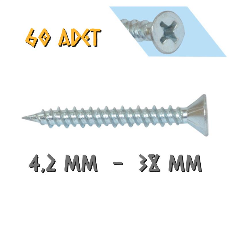 Yağmur Vida Hi-Low PVC İspanyolet Vidası 4.2x38 mm. - 60 Adet