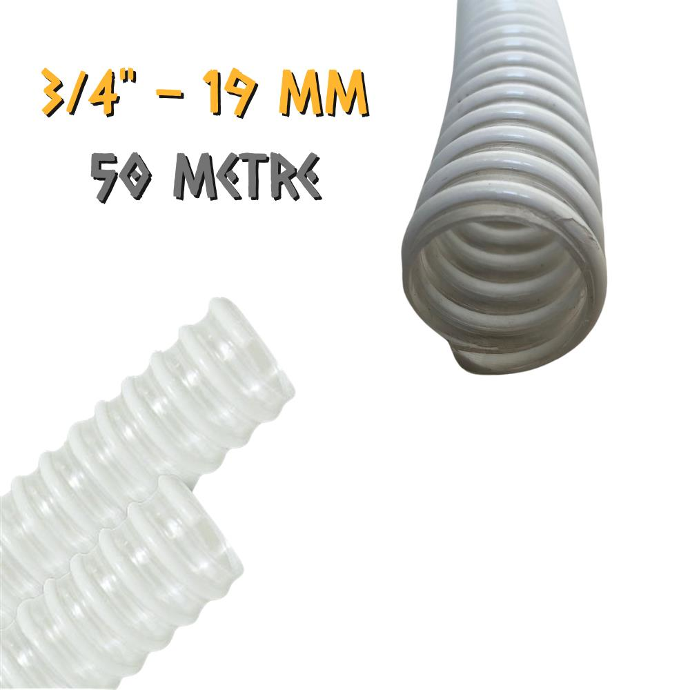 Güneş Spiral Şeffaf Klima Hortumu 3/4'' - 19 mm. - 50 Metre