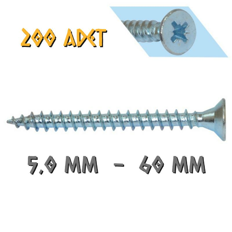 Yağmur Vida Ahşap Sunta Vidası 5.0x60 mm. - 200 Adet