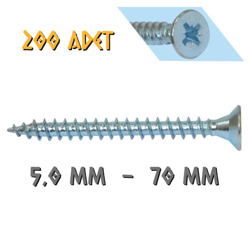 Yağmur Vida Ahşap Sunta Vidası 5.0x70 mm. - 200 Adet