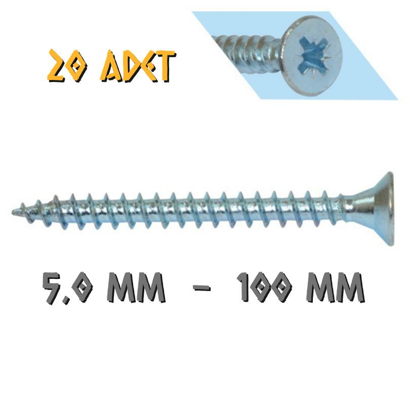 Yağmur Vida Ahşap Sunta Vidası 5.0x100 mm. - 20 Adet