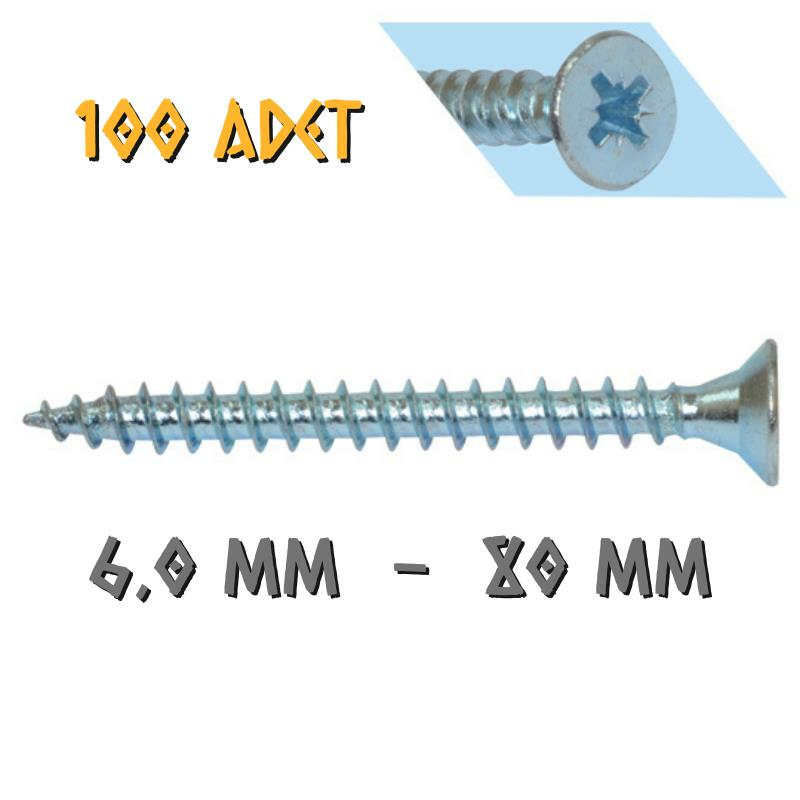 Yağmur Vida Ahşap Sunta Vidası 6.0x80 mm. - 100 Adet