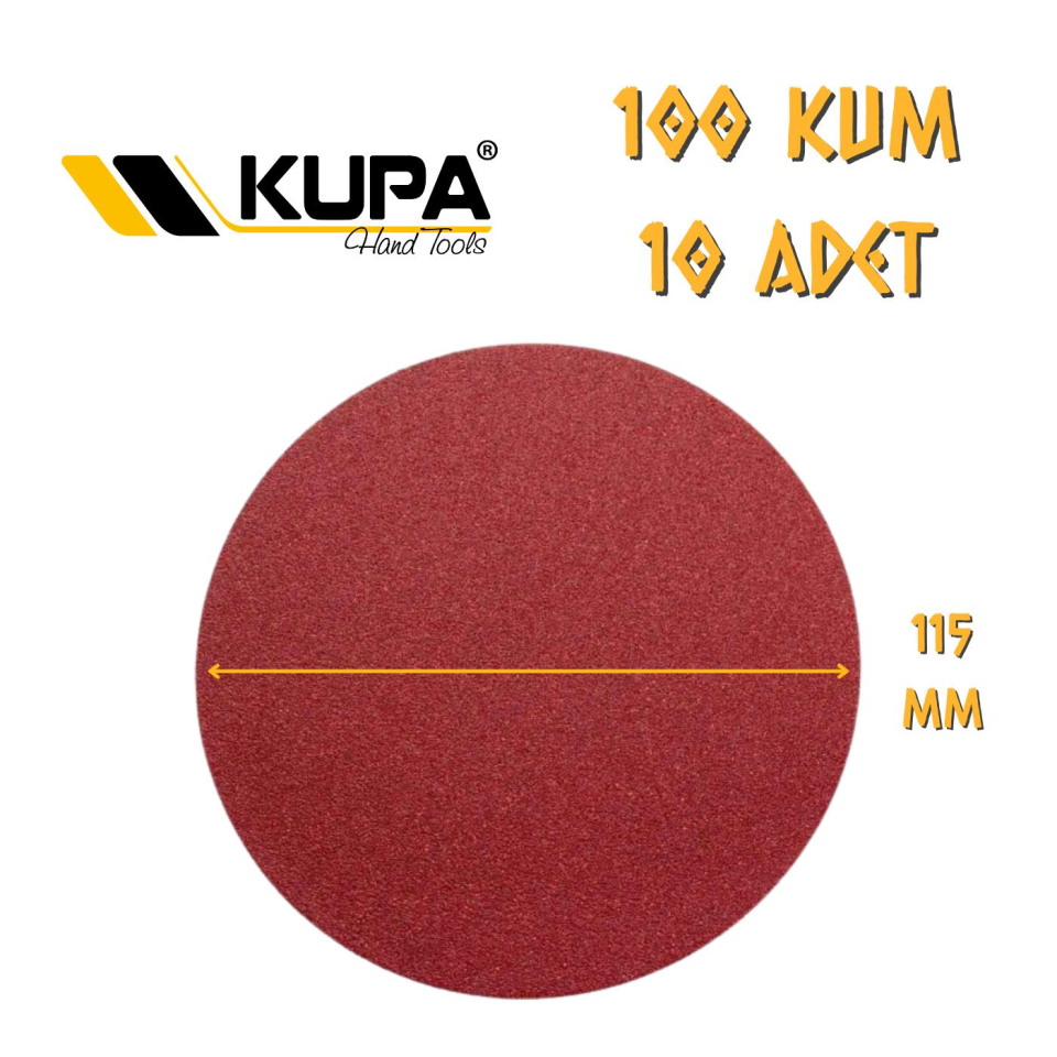 Kupa Yuvarlak Cırt Zımpara 115 mm - P100 Kum - 10 Adet