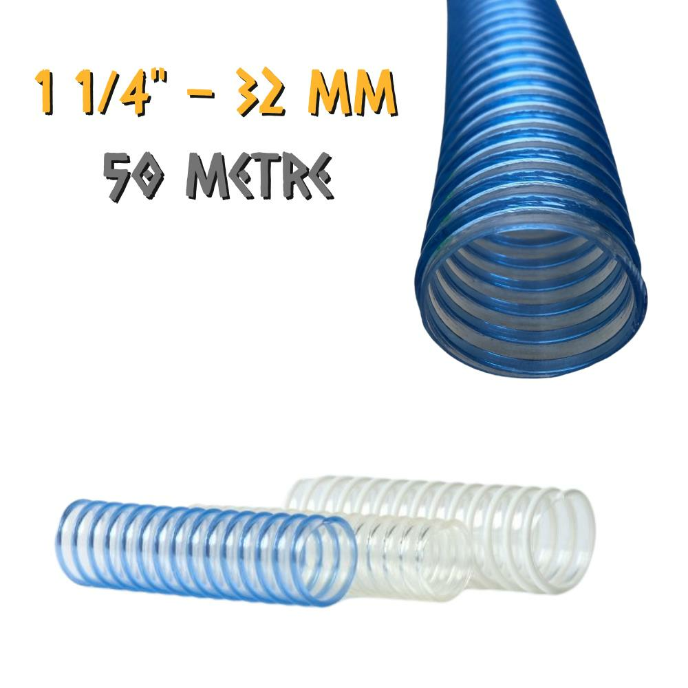 Güneş Şeffaf Spiral Lavabo Gider Hortumu 1 1/4'' - 32 mm. - 50 Metre