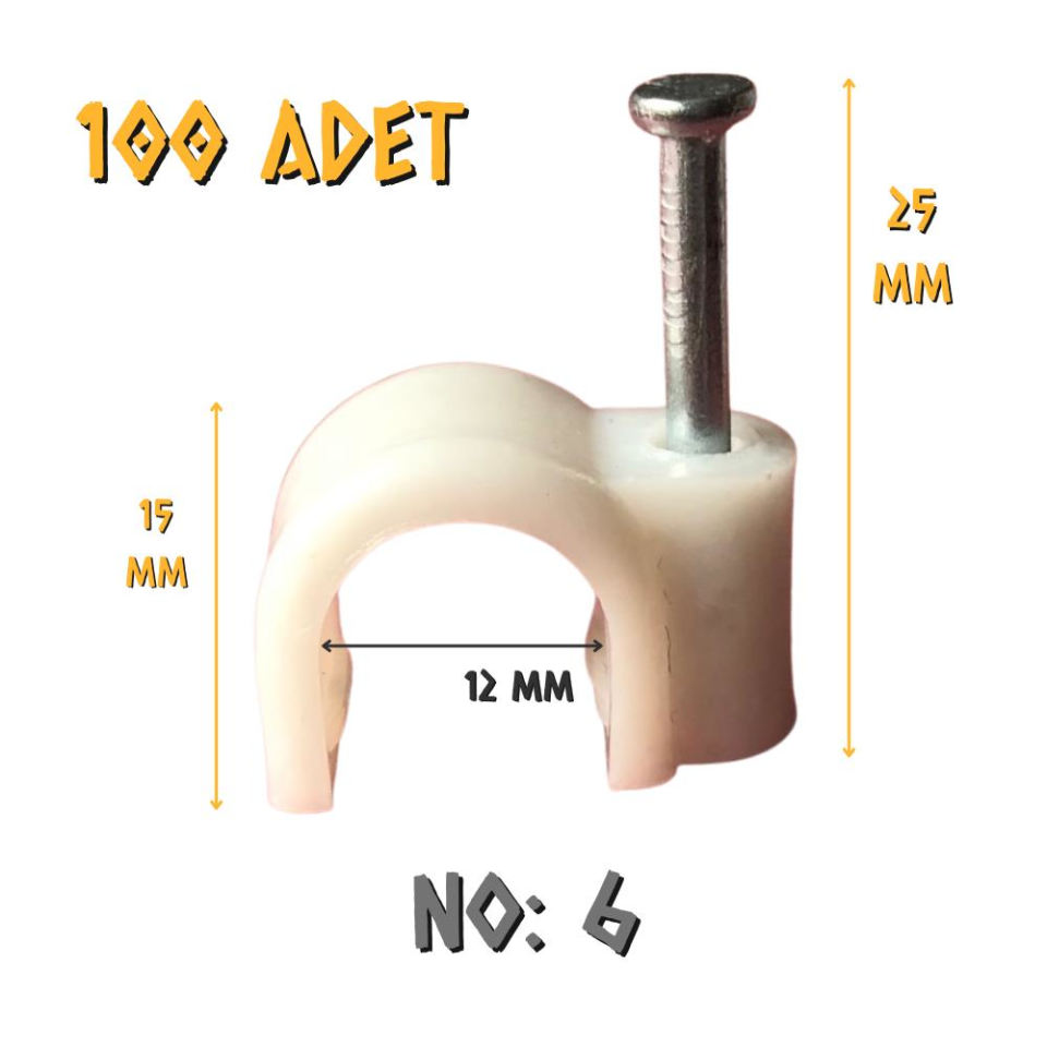 Made Çelik Çivili Kablo Tutucu Kroşe No: 6 - 100 Adet