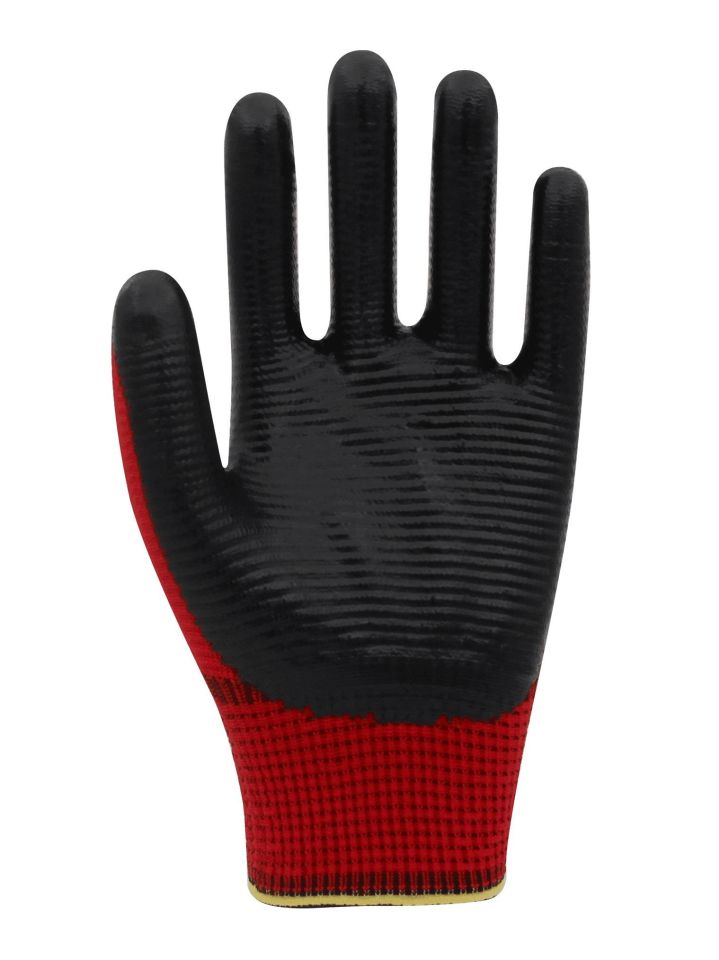 Beybi Polyester-Nitril İş Eldiveni PN5 Zebra No: 10 KIRMIZI - 1 Çift