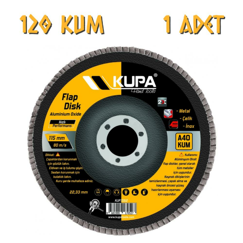 Kupa Katlı Flap Disk Zımpara A120 Kum - 1 Adet