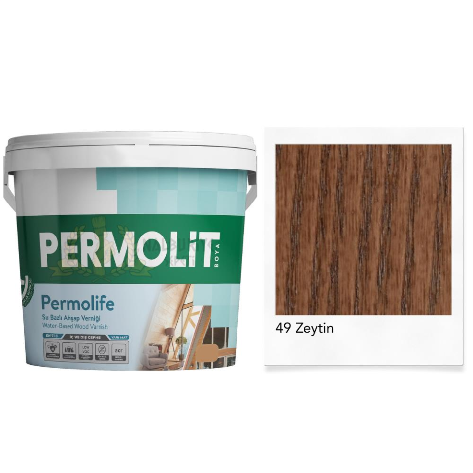 Permolit Permolife Su Bazlı Parlak Ahşap Vernik - ZEYTİN - 0.75 Lt.