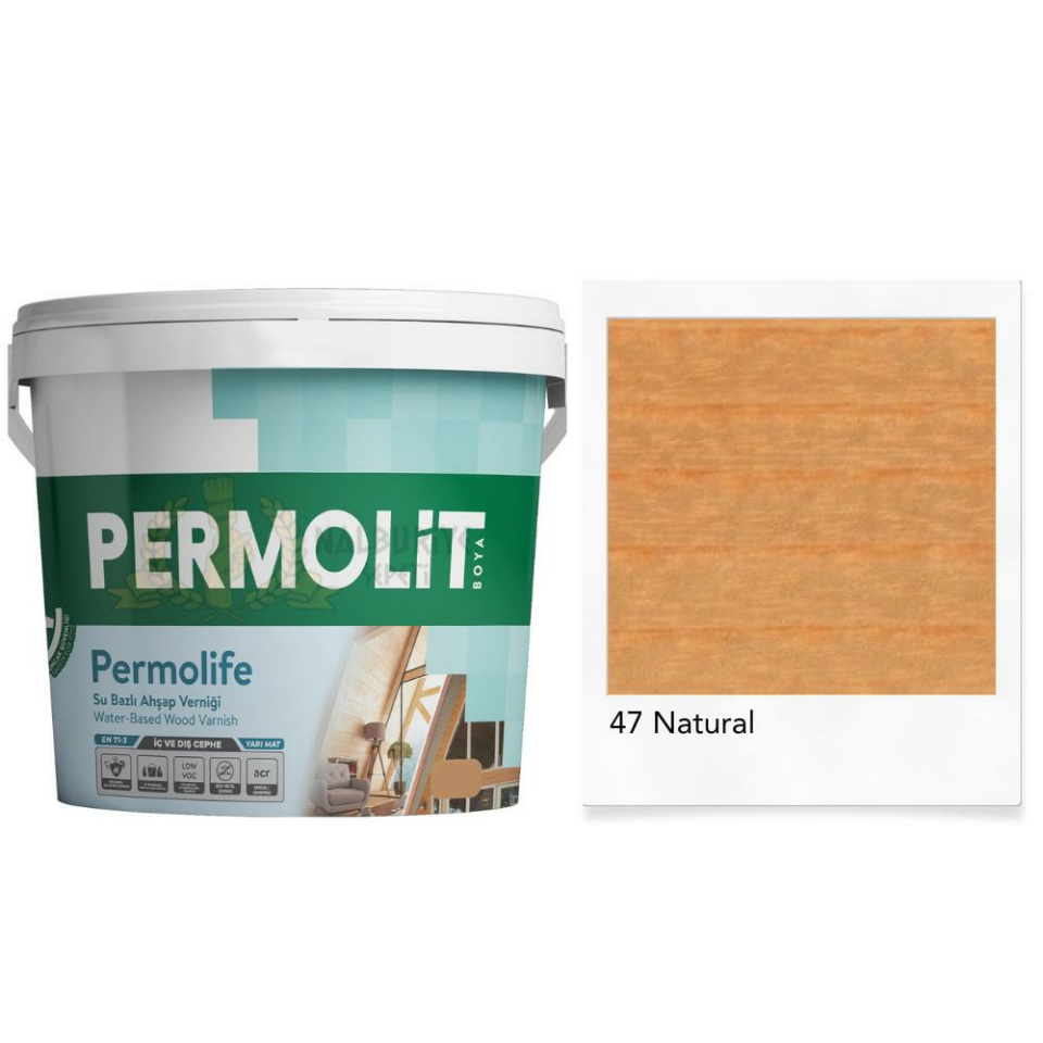 Permolit Permolife Su Bazlı Parlak Ahşap Vernik - NATURAL - 2.5 Lt.