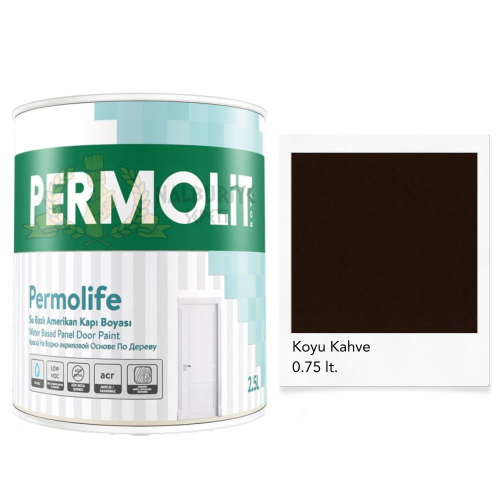 Permolit Permolife Su Bazlı Amerikan Panel Kapı Boyası - KOYU KAHVE - 0.75 Lt.