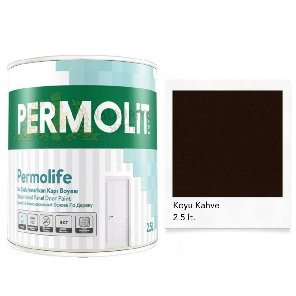 Permolit Permolife Su Bazlı Amerikan Panel Kapı Boyası - KOYU KAHVE - 2.5 Lt.