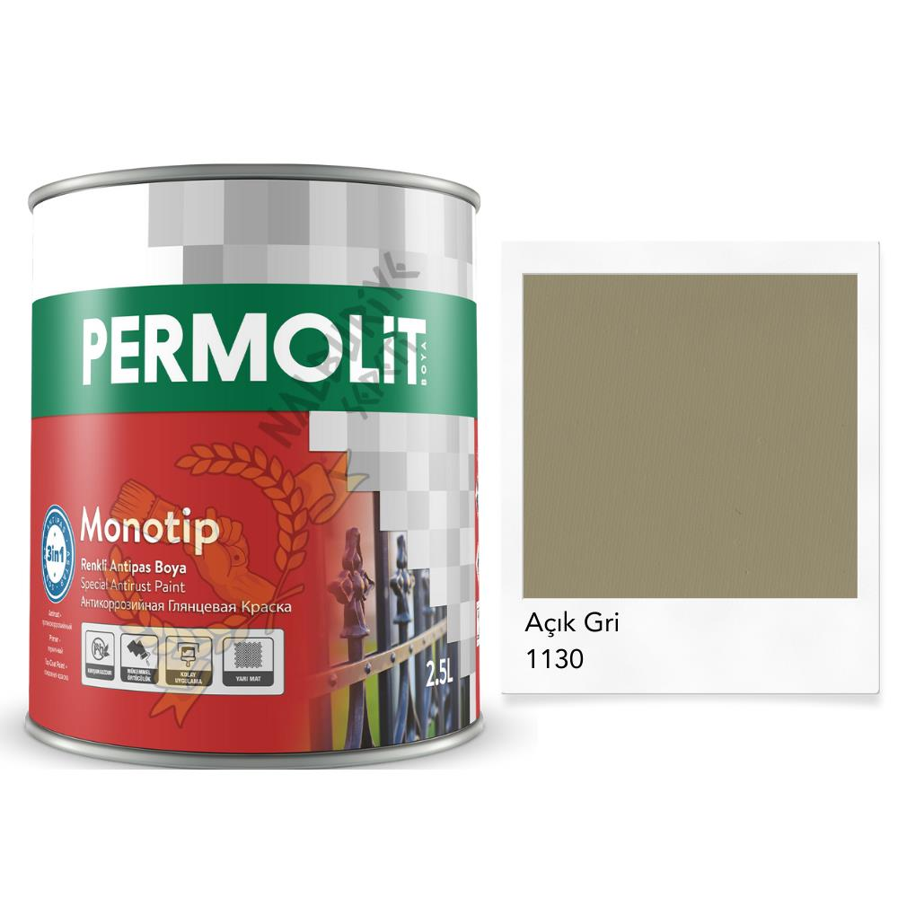 Permolit Monotip Astarlı Antipas Boya AÇIK GRİ 0.75 Lt.