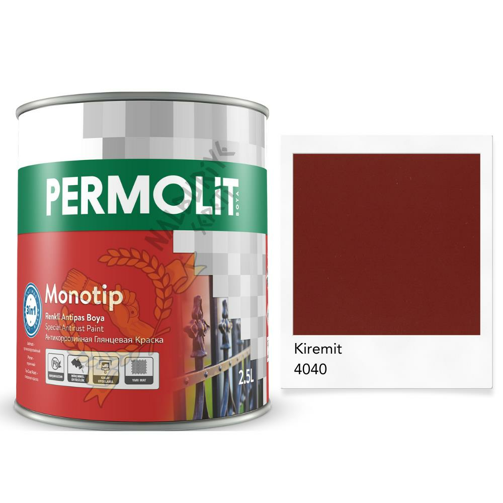 Permolit Monotip Astarlı Antipas Boya KİREMİT KIRMIZI 0.75 Lt.