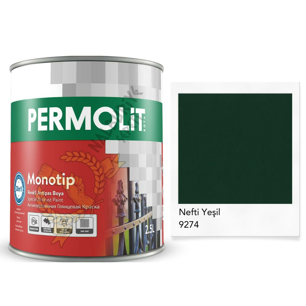 Permolit Monotip Astarlı Antipas Boya NEFTİ YEŞİL 2.5 Lt.